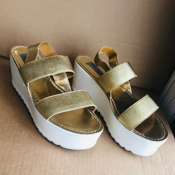 gold elastic sandals